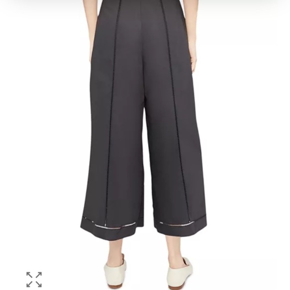 Theory black eyelet culottes with ladder inset. Cropped wide leg. Size 8 - Picture 3 of 10